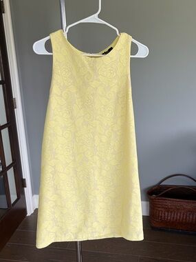 H&M Floral Crochet Sleeveless Yellow Sheath Dress | XS